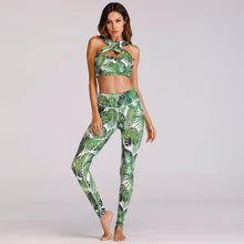 Load image into Gallery viewer, Bra &amp; Trousers Leaf Print Sports Yoga
